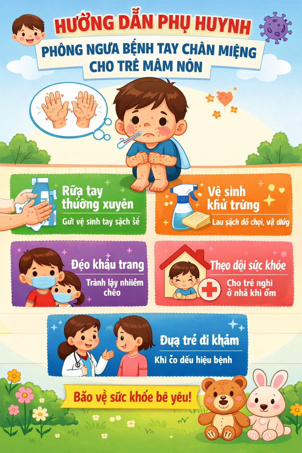 tay chân miệng trẻ em, phòng bệnh tay chân miệng, trẻ mầm non, bệnh truyền nhiễm trẻ em, chăm sóc trẻ bị tay chân miệng, dấu hiệu tay chân miệng